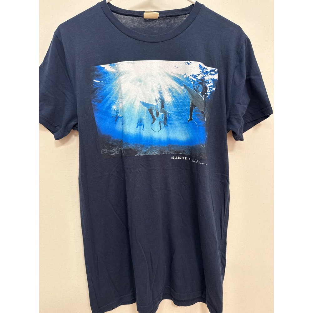 Hollister Mens Navy Blue Underwater Surf Graphic Tee Shirt Medium